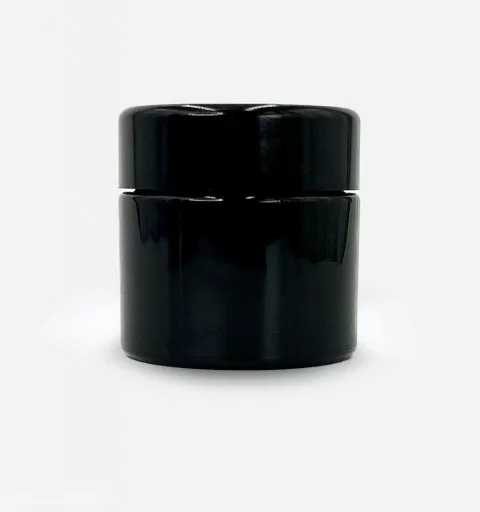 Pot verre violet forme standard miron 100ml avec couvercle UREA noir monté